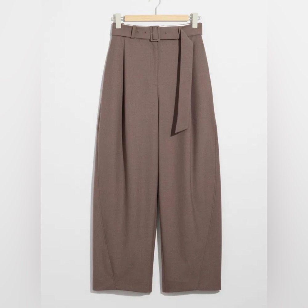 NWT &other stories Belted Tailored Barrel Leg Trousers US12